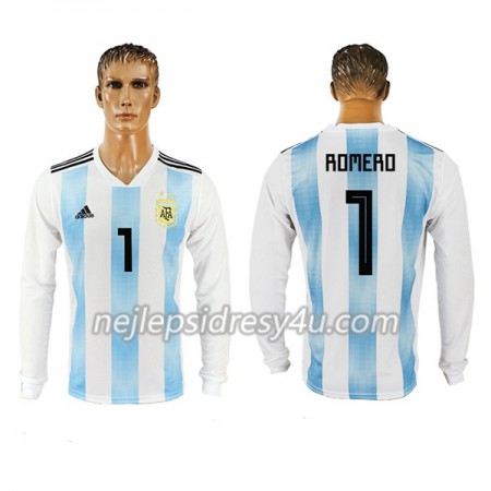Fotbalový Dres Argentina Romero 1 Domácí MS 2018 Dlouhý Rukáv